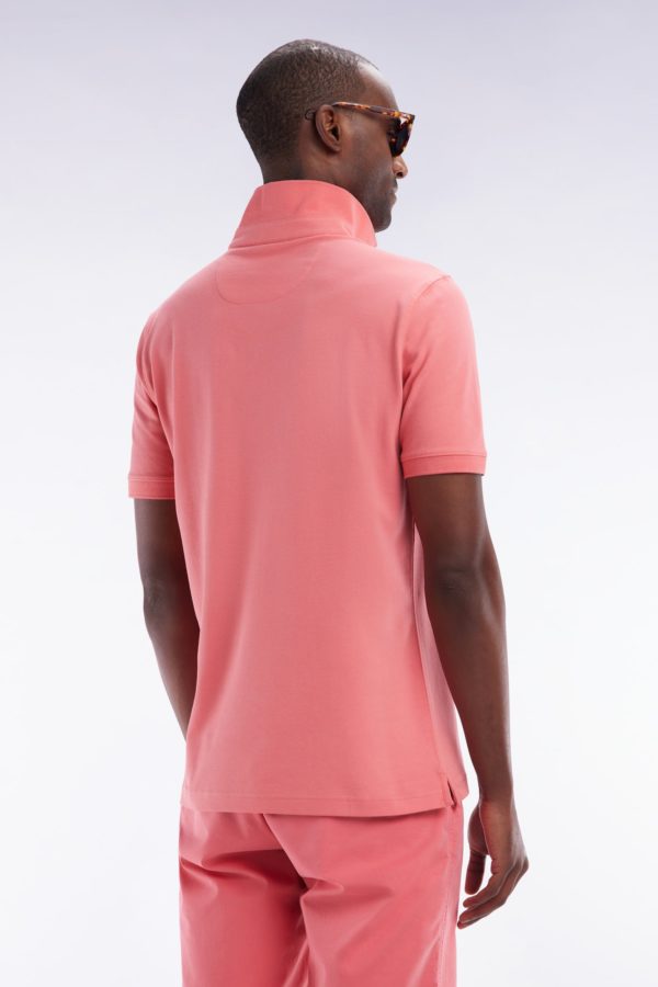 Polo À Manches Courtes En Piqué Coton Stretch Rose Saumon Coupe Ajustée Eden Park – Image 3