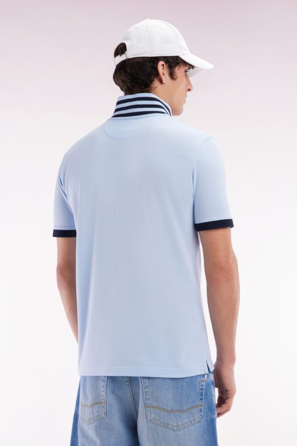 Polo À Manches Courtes En Piqué De Coton Pima Ciel Dessous De Col Cerclé Coupe Droite Eden Park – Image 3
