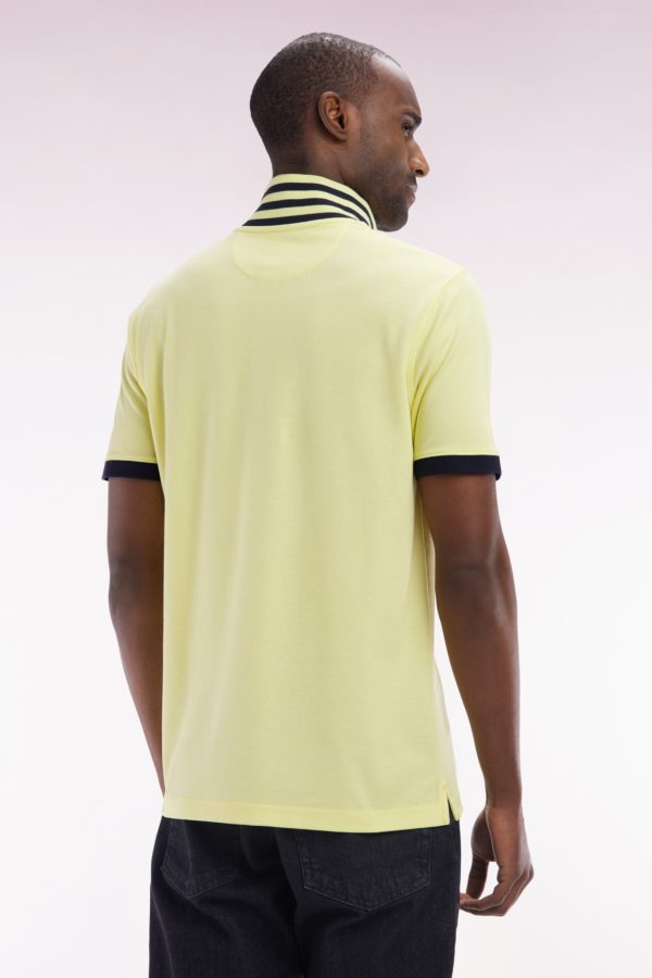 Polo À Manches Courtes En Piqué De Coton Pima Jaune Dessous De Col Cerclé Coupe Droite Eden Park – Image 3
