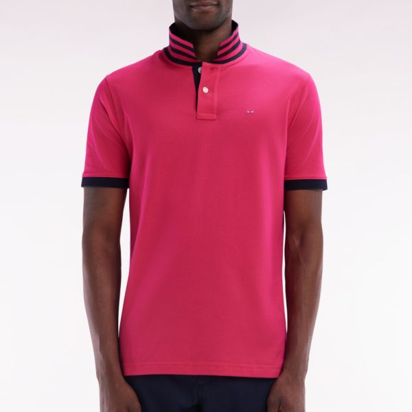 Polo À Manches Courtes En Piqué De Coton Pima Fuchsia Dessous De Col Cerclé Coupe Droite Eden Park