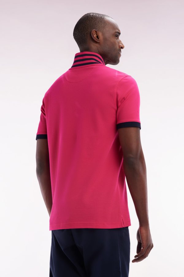 Polo À Manches Courtes En Piqué De Coton Pima Fuchsia Dessous De Col Cerclé Coupe Droite Eden Park – Image 3
