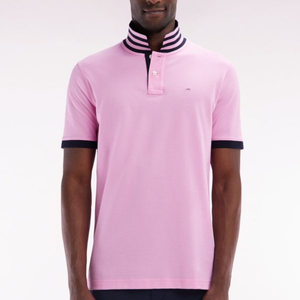 Polo À Manches Courtes En Piqué De Coton Pima Rose Dessous De Col Cerclé Coupe Droite Eden Park