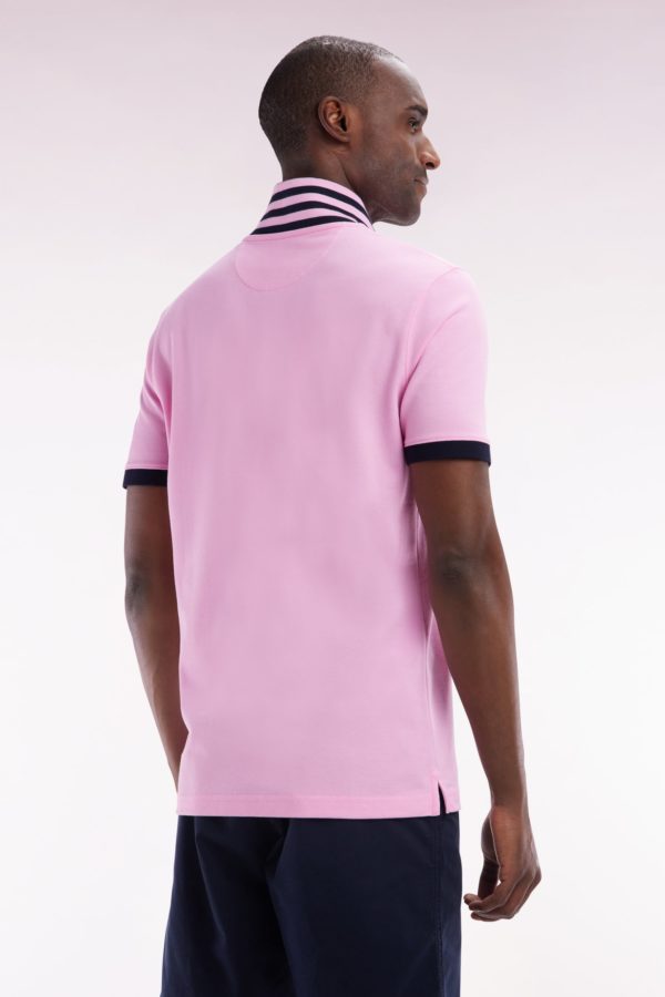 Polo À Manches Courtes En Piqué De Coton Pima Rose Dessous De Col Cerclé Coupe Droite Eden Park – Image 3