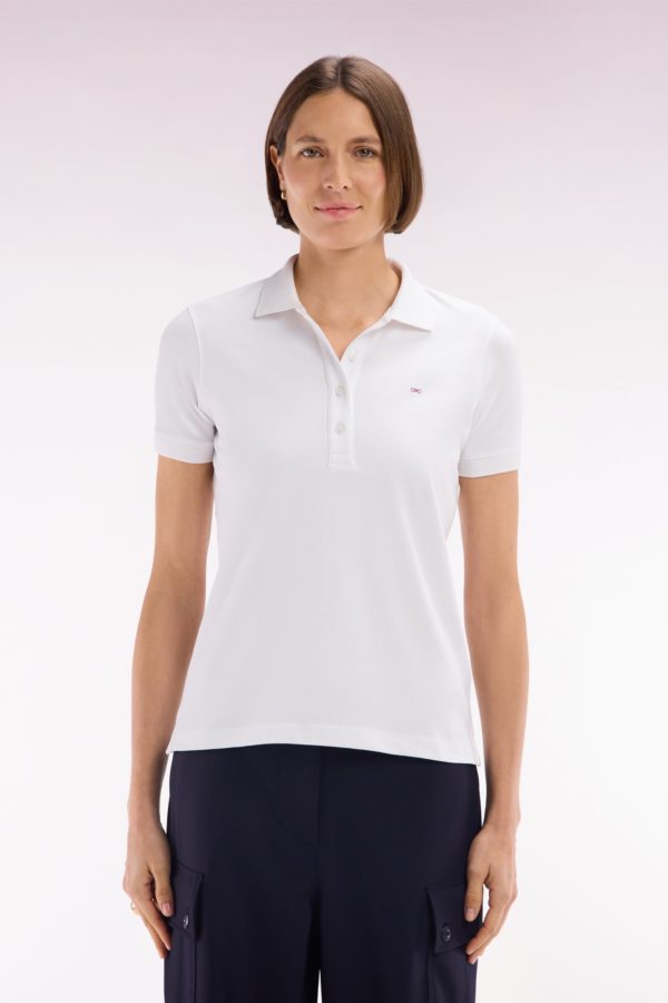 Polo À Manches Courtes En Piqué De Coton Stretch Blanc Coupe Ajustée Eden Park – Image 2