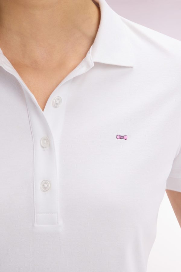 Polo À Manches Courtes En Piqué De Coton Stretch Blanc Coupe Ajustée Eden Park – Image 4