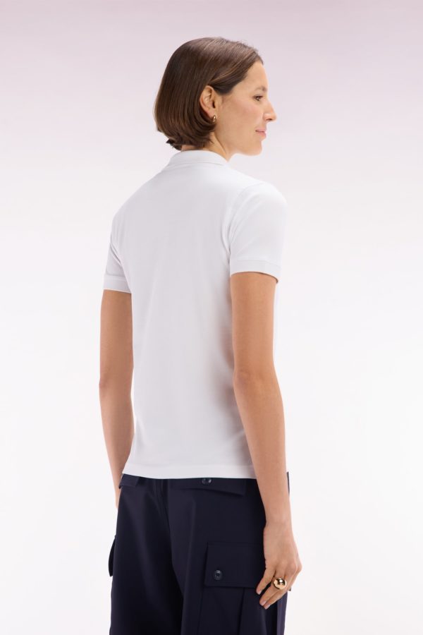Polo À Manches Courtes En Piqué De Coton Stretch Blanc Coupe Ajustée Eden Park – Image 3