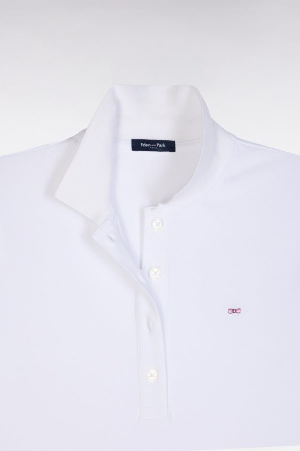 Polo À Manches Courtes En Piqué De Coton Stretch Blanc Coupe Ajustée Eden Park – Image 5