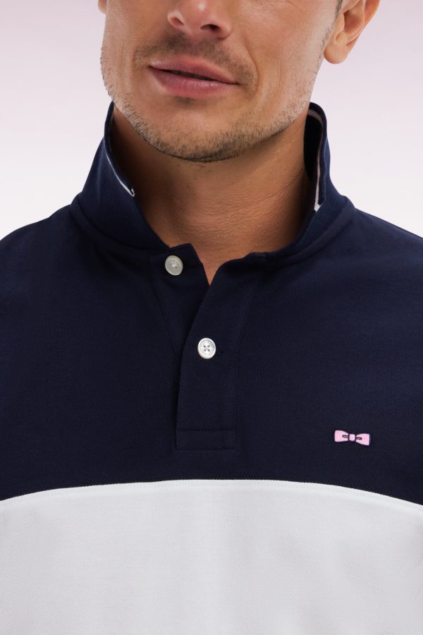 Polo À Manches Courtes En Piqué Coton Blanc Col Jacquard Coupe Droite Eden Park – Image 4