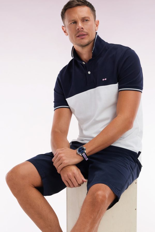 Polo À Manches Courtes En Piqué Coton Blanc Col Jacquard Coupe Droite Eden Park – Image 2
