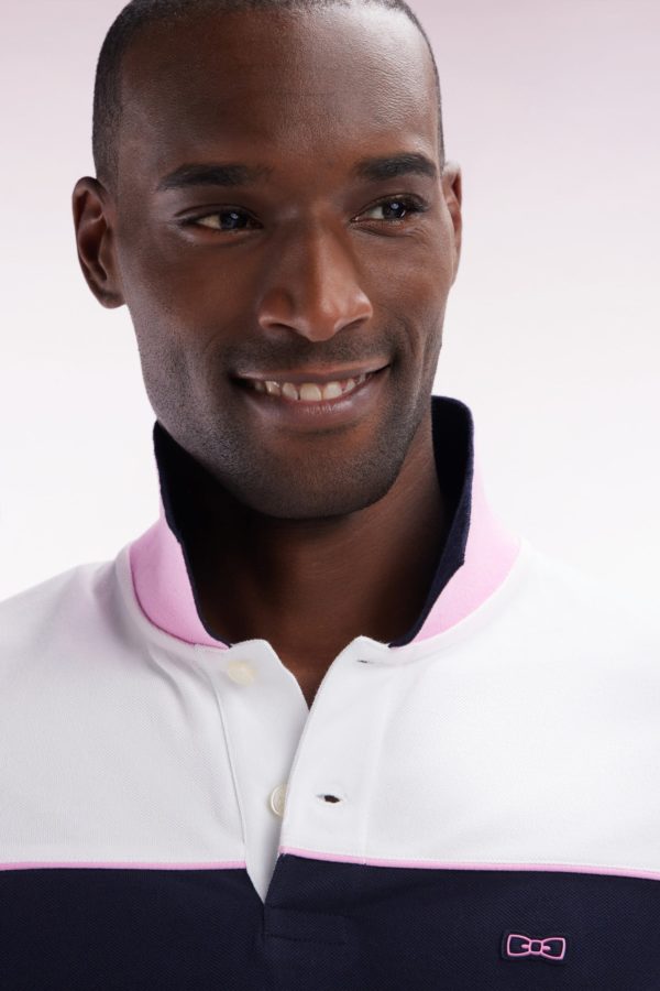 Polo À Manches Courtes En Coton Marine Colorblock Coupe Droite Eden Park – Image 4