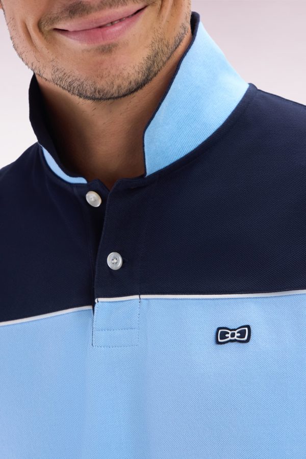 Polo À Manches Courtes En Coton Ciel Colorblock Coupe Droite Eden Park – Image 4