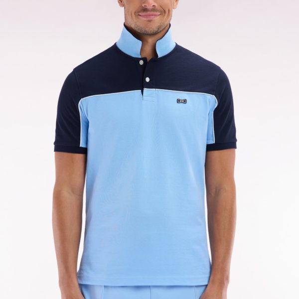 Polo À Manches Courtes En Coton Ciel Colorblock Coupe Droite Eden Park