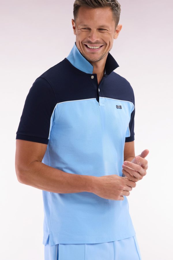 Polo À Manches Courtes En Coton Ciel Colorblock Coupe Droite Eden Park – Image 2