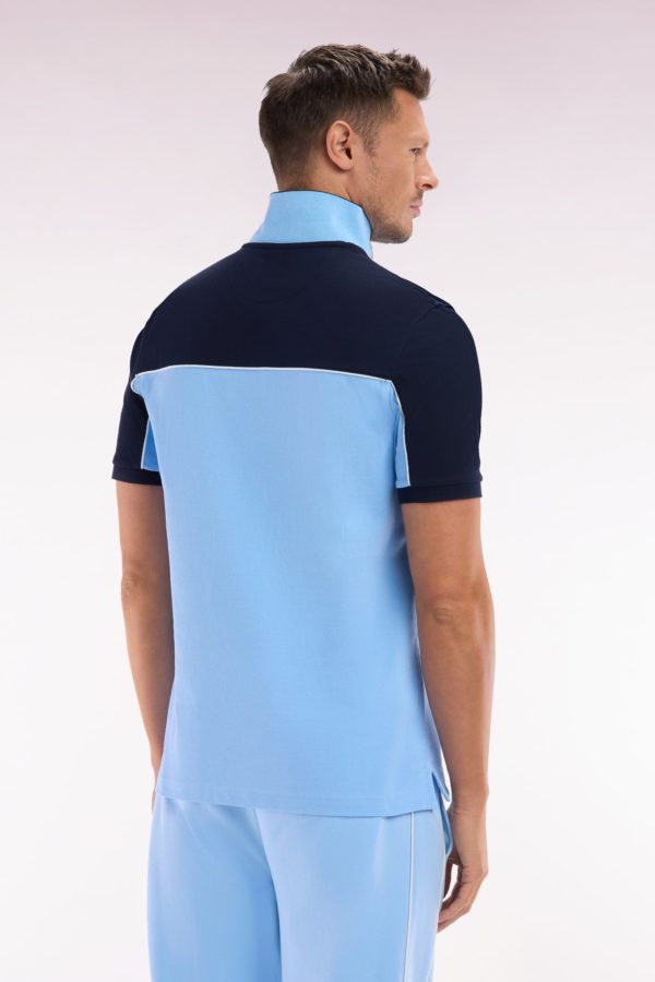 Polo À Manches Courtes En Coton Ciel Colorblock Coupe Droite Eden Park – Image 3