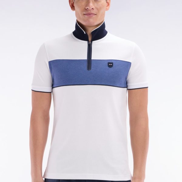 Polo À Manches Courtes En Coton Stretch Gris Coupe Ajustée Eden Park