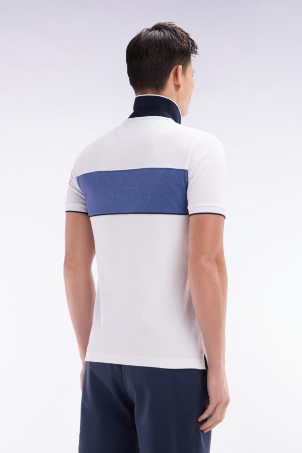 Polo À Manches Courtes En Coton Stretch Gris Coupe Ajustée Eden Park – Image 3