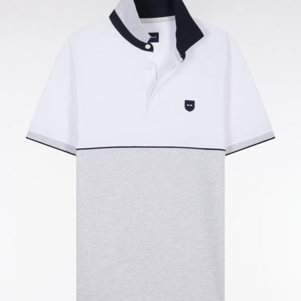 Polo À Manches Courtes En Coton Stretch Bicolore Gris Coupe Ajustée Eden Park