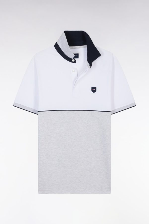 Polo À Manches Courtes En Coton Stretch Bicolore Gris Coupe Ajustée Eden Park