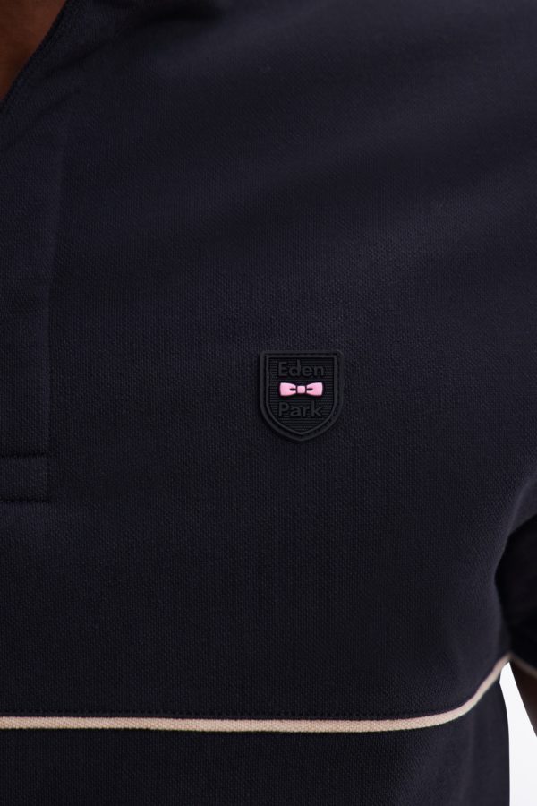Polo À Manches Courtes En Coton Stretch Bicolore Noir Coupe Ajustée Eden Park – Image 5