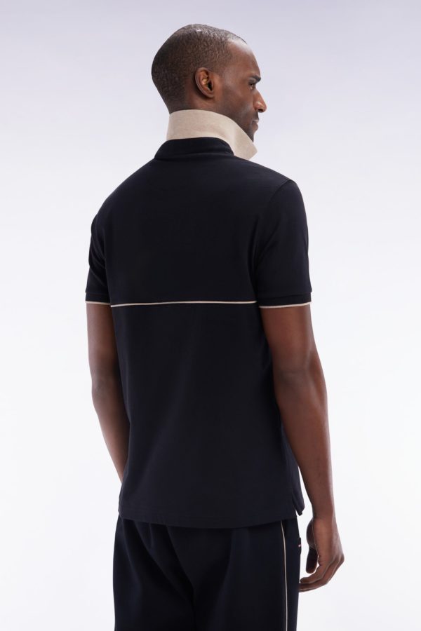 Polo À Manches Courtes En Coton Stretch Bicolore Noir Coupe Ajustée Eden Park – Image 3