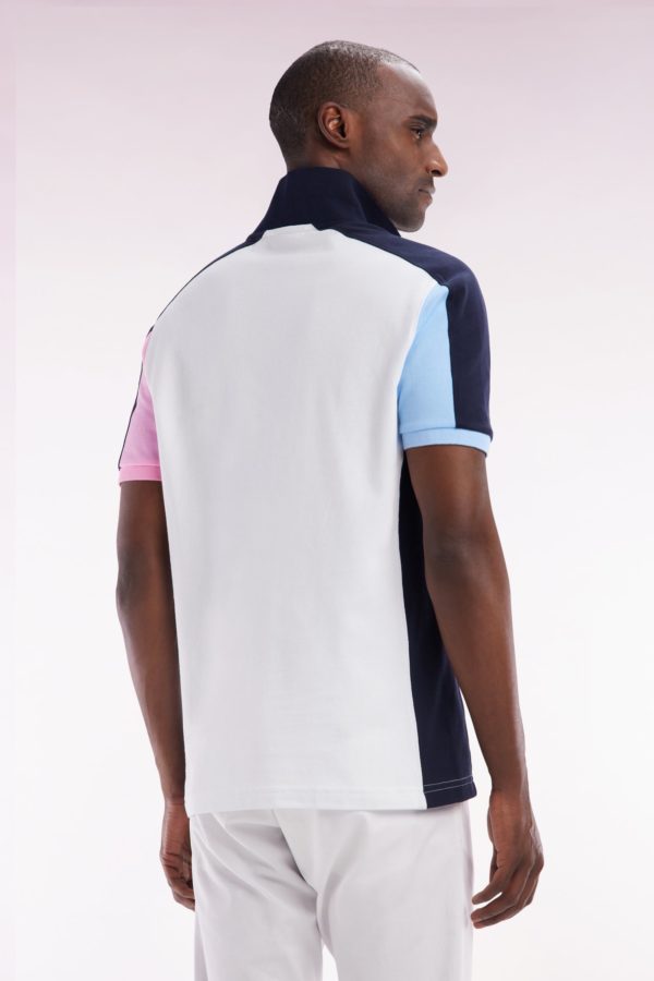 Polo À Manches Courtes Colorblock En Coton Blanc Coupe Droite Eden Park – Image 3
