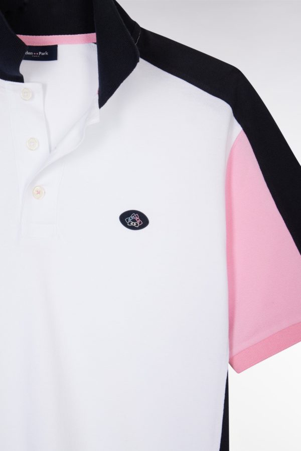 Polo À Manches Courtes Colorblock En Coton Blanc Coupe Droite Eden Park – Image 5