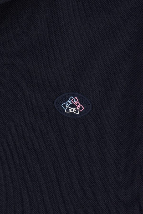 Polo À Manches Courtes Colorblock En Coton Bleu Marine Coupe Droite Eden Park – Image 4