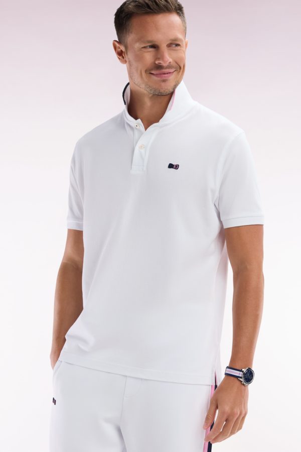 Polo À Manches Courtes En Coton Blanc Liseré Col Coupe Décontractée Eden Park – Image 2