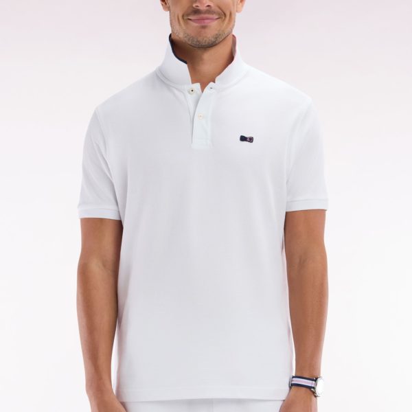 Polo À Manches Courtes En Coton Blanc Liseré Col Coupe Décontractée Eden Park