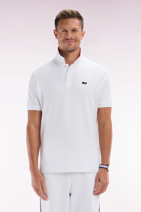 Polo À Manches Courtes En Coton Blanc Liseré Col Coupe Décontractée Eden Park
