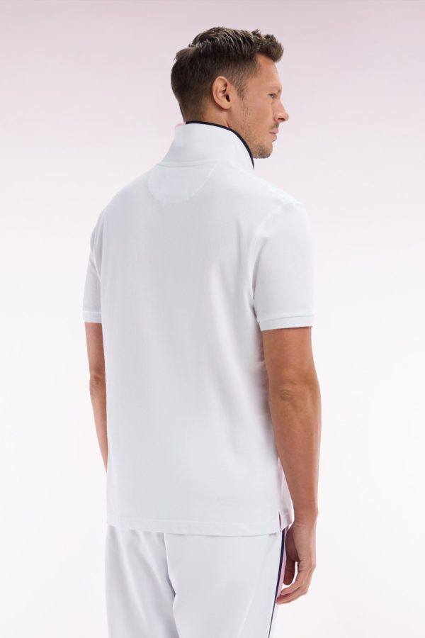 Polo À Manches Courtes En Coton Blanc Liseré Col Coupe Décontractée Eden Park – Image 3