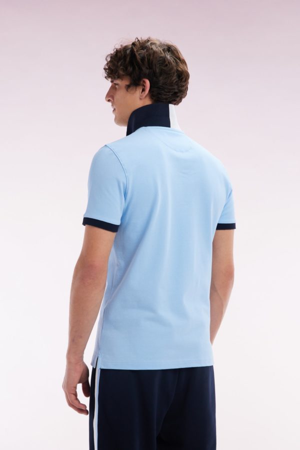 Polo Zippé À Manches Courtes En Coton Stretch Ciel Coupe Ajustée Eden Park – Image 3
