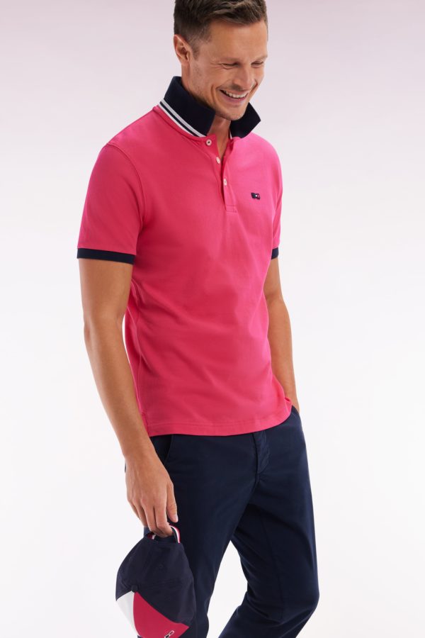 Polo À Manches Courtes En Coton Rose Coupe Droite Eden Park – Image 2