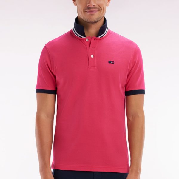 Polo À Manches Courtes En Coton Rose Coupe Droite Eden Park