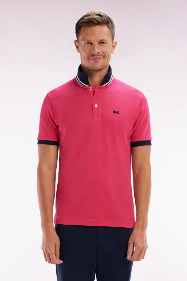 Polo À Manches Courtes En Coton Rose Coupe Droite Eden Park