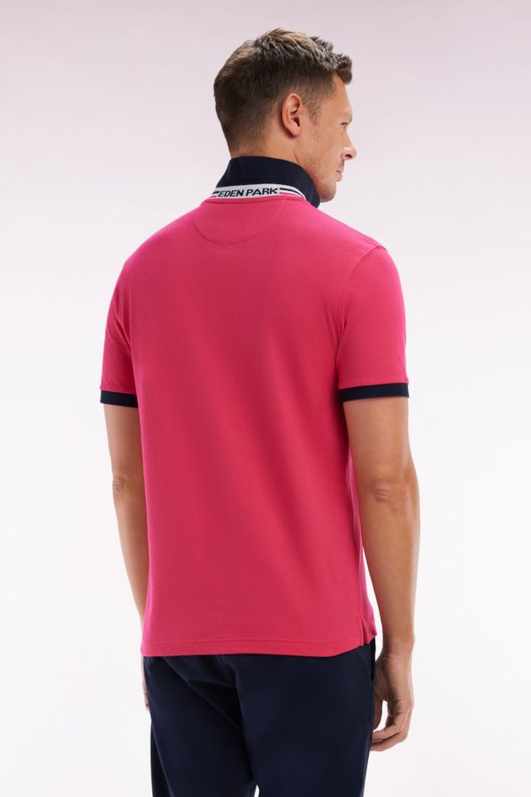 Polo À Manches Courtes En Coton Rose Coupe Droite Eden Park – Image 3