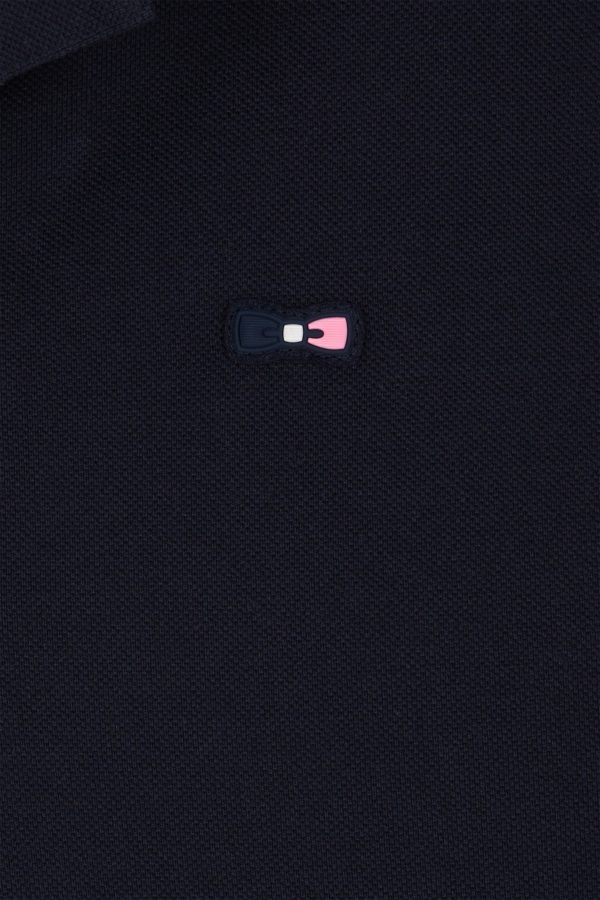 Polo À Manches Courtes En Coton Marine Col Bicolore Jacquard Eden Park Coupe Droite Eden Park – Image 5