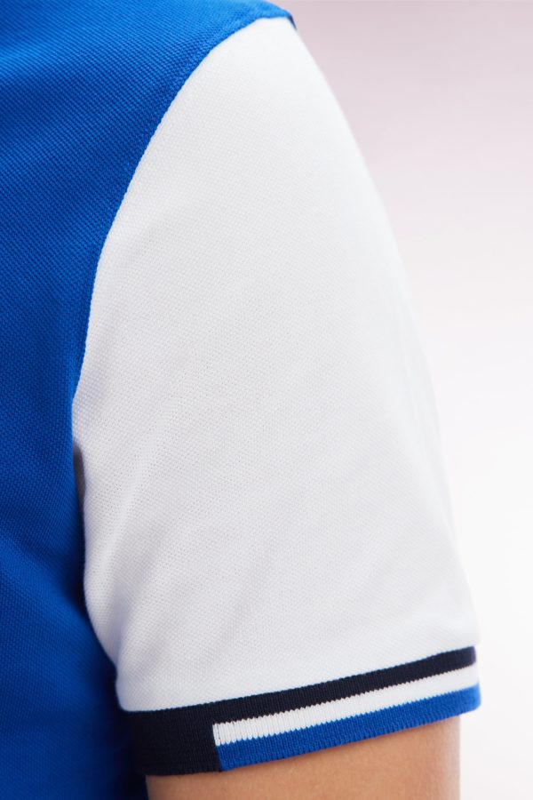 Polo À Manches Courtes Colorblock En Coton Marine Coupe Droite Eden Park – Image 4