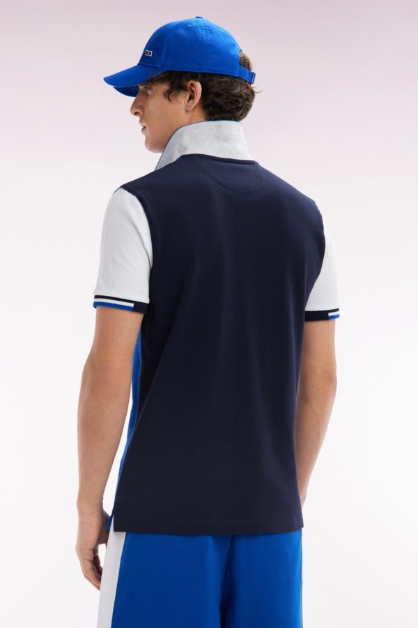 Polo À Manches Courtes Colorblock En Coton Marine Coupe Droite Eden Park – Image 2