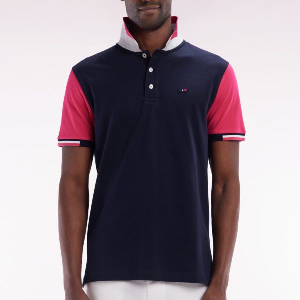 Polo À Manches Courtes Colorblock En Coton Fuchsia Coupe Droite Eden Park