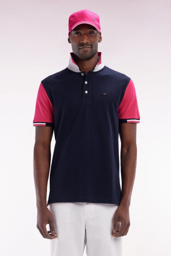 Polo À Manches Courtes Colorblock En Coton Fuchsia Coupe Droite Eden Park