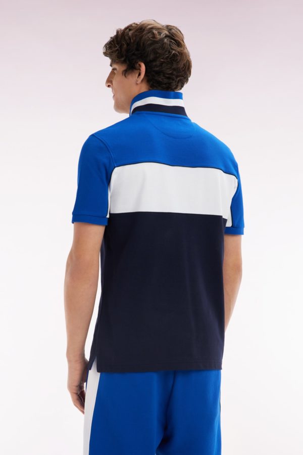 Polo À Manches Courtes En Coton Tricolore Bleu Dessous De Col Rayé Coupe Droite Eden Park – Image 3