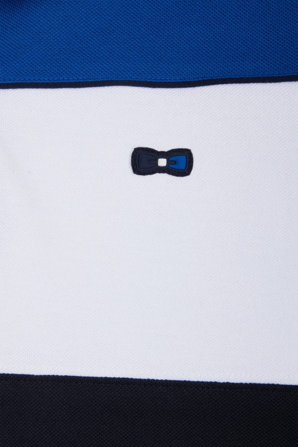 Polo À Manches Courtes En Coton Tricolore Bleu Dessous De Col Rayé Coupe Droite Eden Park – Image 5