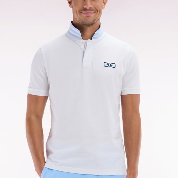 Polo À Manches Courtes En Coton Blanc Dessous De Col Cerclé Coupe Droite Eden Park