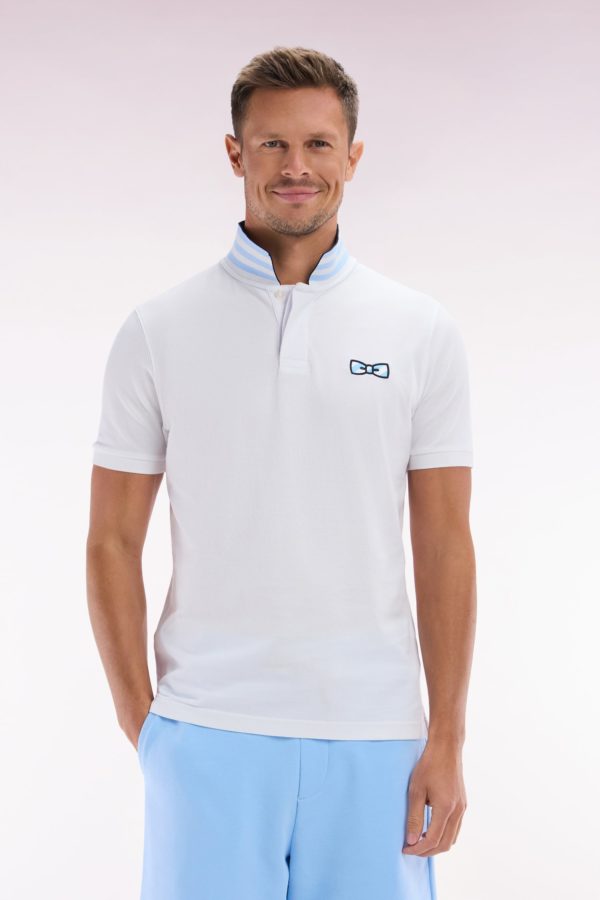 Polo À Manches Courtes En Coton Blanc Dessous De Col Cerclé Coupe Droite Eden Park