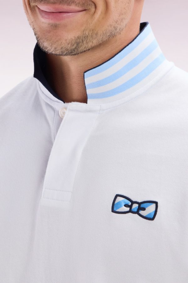Polo À Manches Courtes En Coton Blanc Dessous De Col Cerclé Coupe Droite Eden Park – Image 4