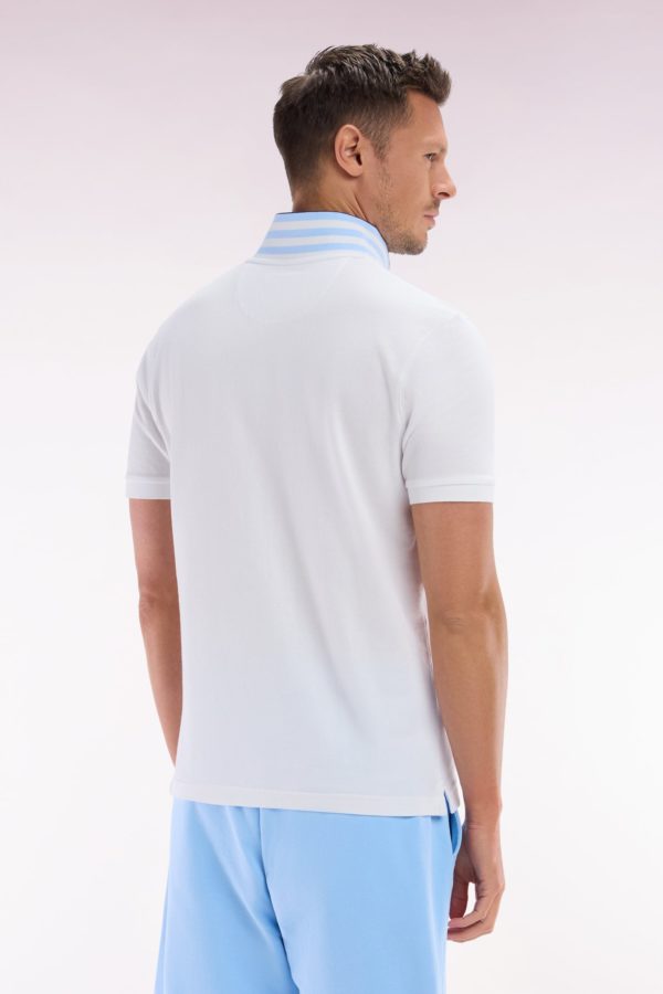 Polo À Manches Courtes En Coton Blanc Dessous De Col Cerclé Coupe Droite Eden Park – Image 3