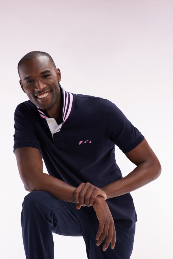 Polo À Manches Courtes En Coton Marine Dessous De Col Cerclé Coupe Droite Eden Park – Image 2