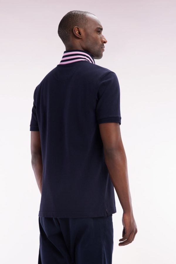 Polo À Manches Courtes En Coton Marine Dessous De Col Cerclé Coupe Droite Eden Park – Image 3