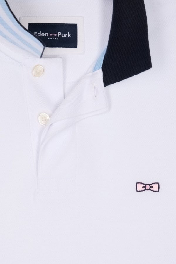 Polo À Manches Courtes En Piqué Coton Blanc Broderie Manches 10 Coupe Droite Eden Park – Image 5
